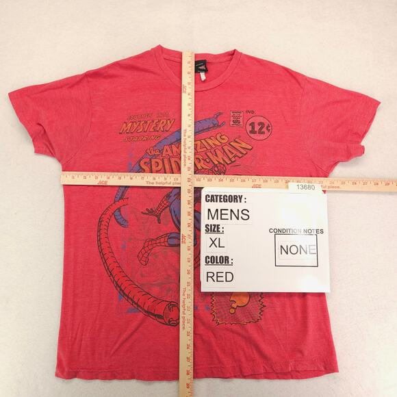 Marvel Spiderman Casual Crew Neck Short Sleeve T Shirt Adult Mens Size XL Red - Picture 5 of 9